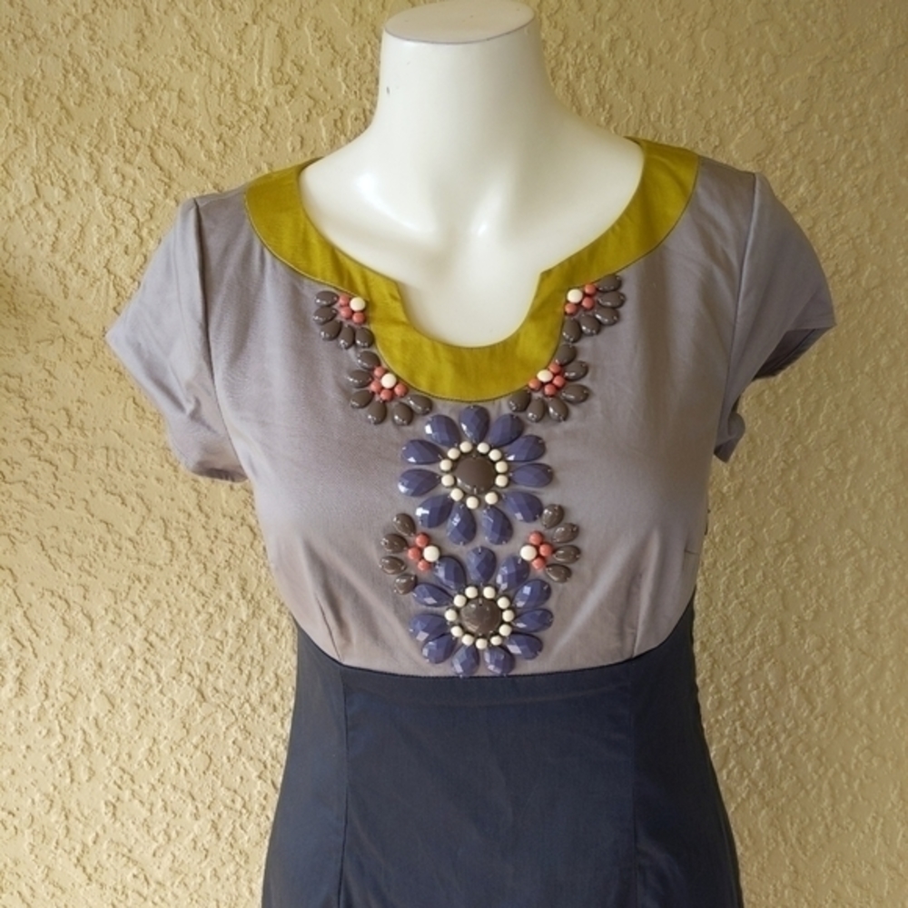 Boden Carmen beaded color blocking sheath dress - Picture 3 of 6